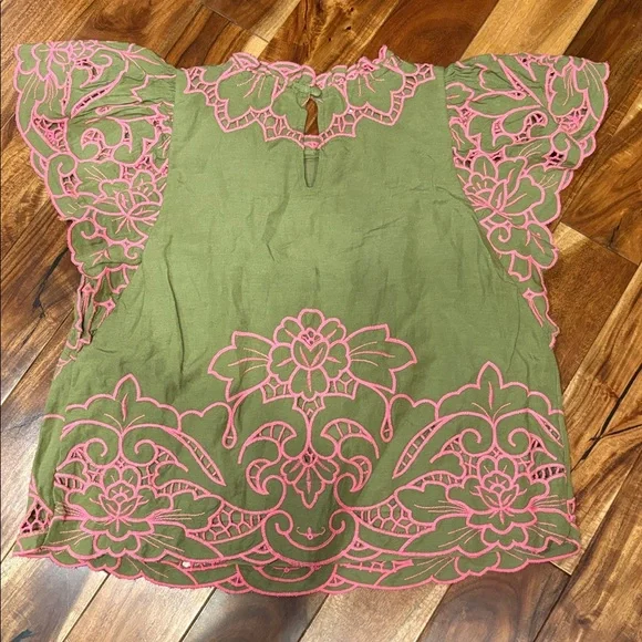 Anthropologie The Lainie High Neck Lace Cut-Work Top - Picture 5 of 5